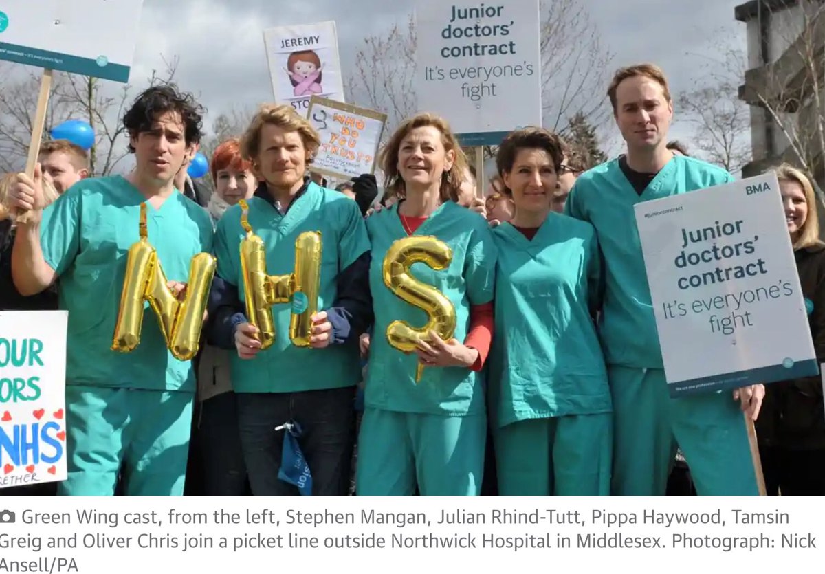 Has it really been 7 years since the iconic moment when the cast of Green Wing stood beside us during industrial action? <a href="/StephenMangan/">Stephen Mangan</a>, would Guy Secretan have stayed for a 26% pay cut since 2008? I think not. I think he’d be in Zurich, playing Guyball.