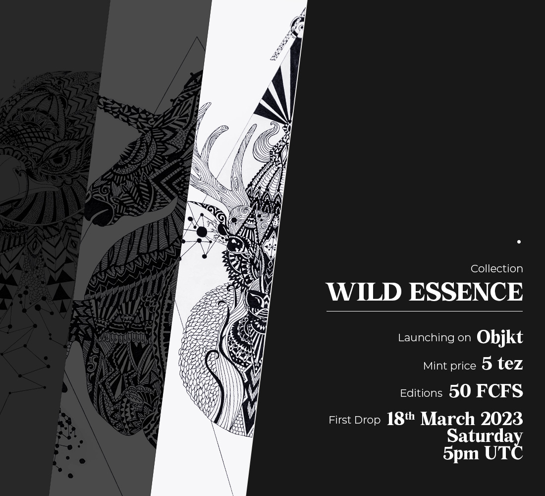 v_storybook's tweet image. 📢Mint Announcement📢
First drop of my collection
✨WILD ESSENCE – Launching soon✨
A collection that emphasizes on the beauty and diversity of the wildlife.

When🕔: March, 18th – 5pm UTC
Where💻: @objktcom 
What🎨: First Drop🦌

Stay tuned for more🌟