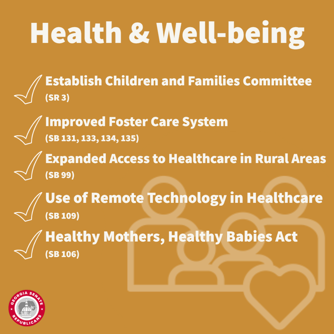 GASenateGOP's tweet photo. Senate Republicans are tirelessly working to improve the health and well-being of our most
vulnerable and underserved populations. It is so gratifying to get results for children in foster
care, rural Georgians struggling to access healthcare, and pregnant mothers in need. #gapol https://t.co/QYpoalTRra