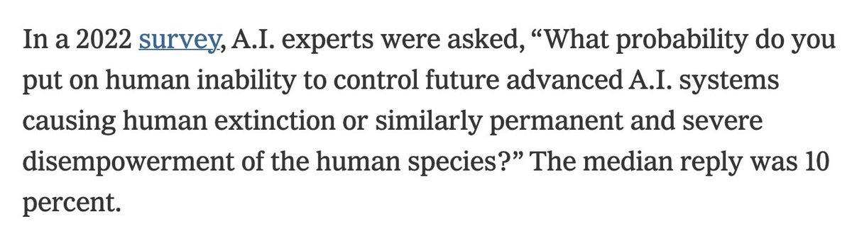 Relative to the extinction threat we should probably worry a little less about climate change and a lot more about AI nytimes.com/2023/03/12/opi…