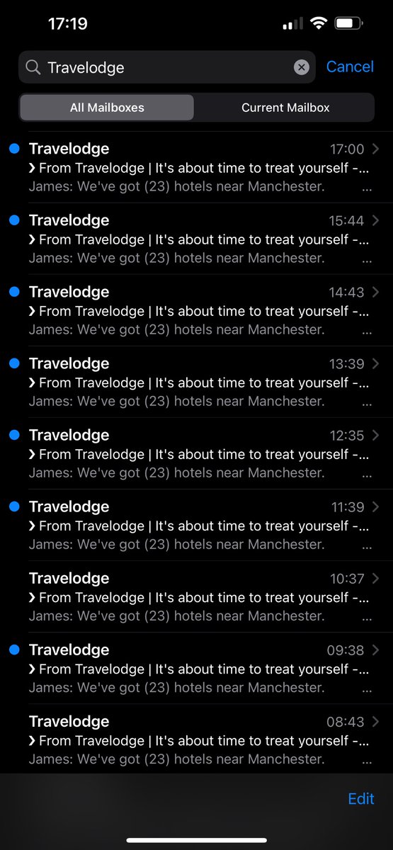 semaj's tweet photo. @JakHero @TravelodgeUK @hannah_ponsford Yep, I’ve had 21 emails all the same come through since this morning, at different times https://t.co/ivkU4u50Ns