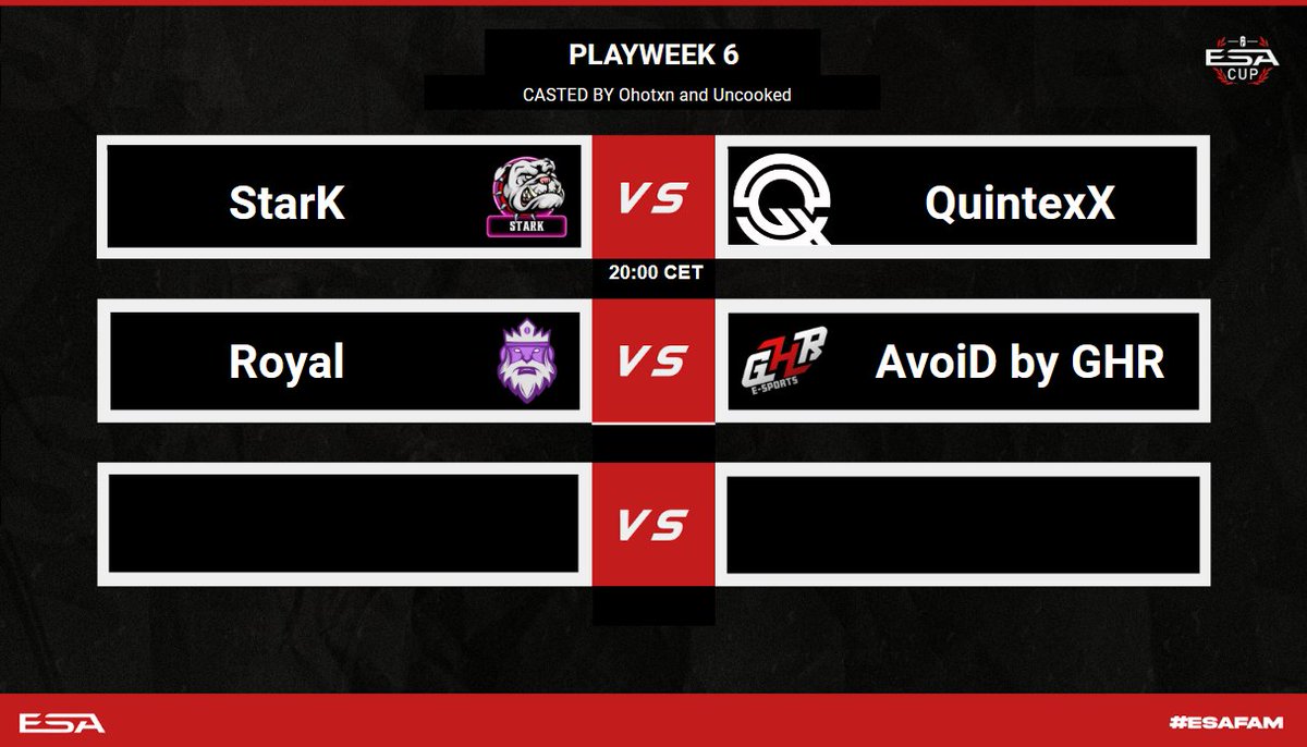 Here are the matches for tonight!