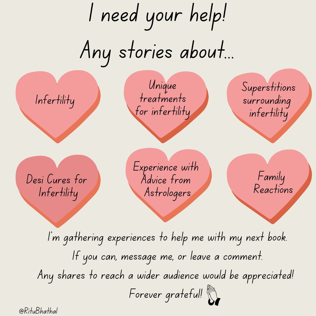 RituBhathal's tweet photo. I'm after some help with a little research for book 3, if anyone can help? 🙏🏼
#author #research #infertility https://t.co/23GbeVJoXo