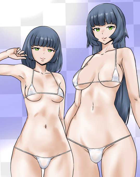 マイクロビキニ姉妹(うちのこ)の絵です。 