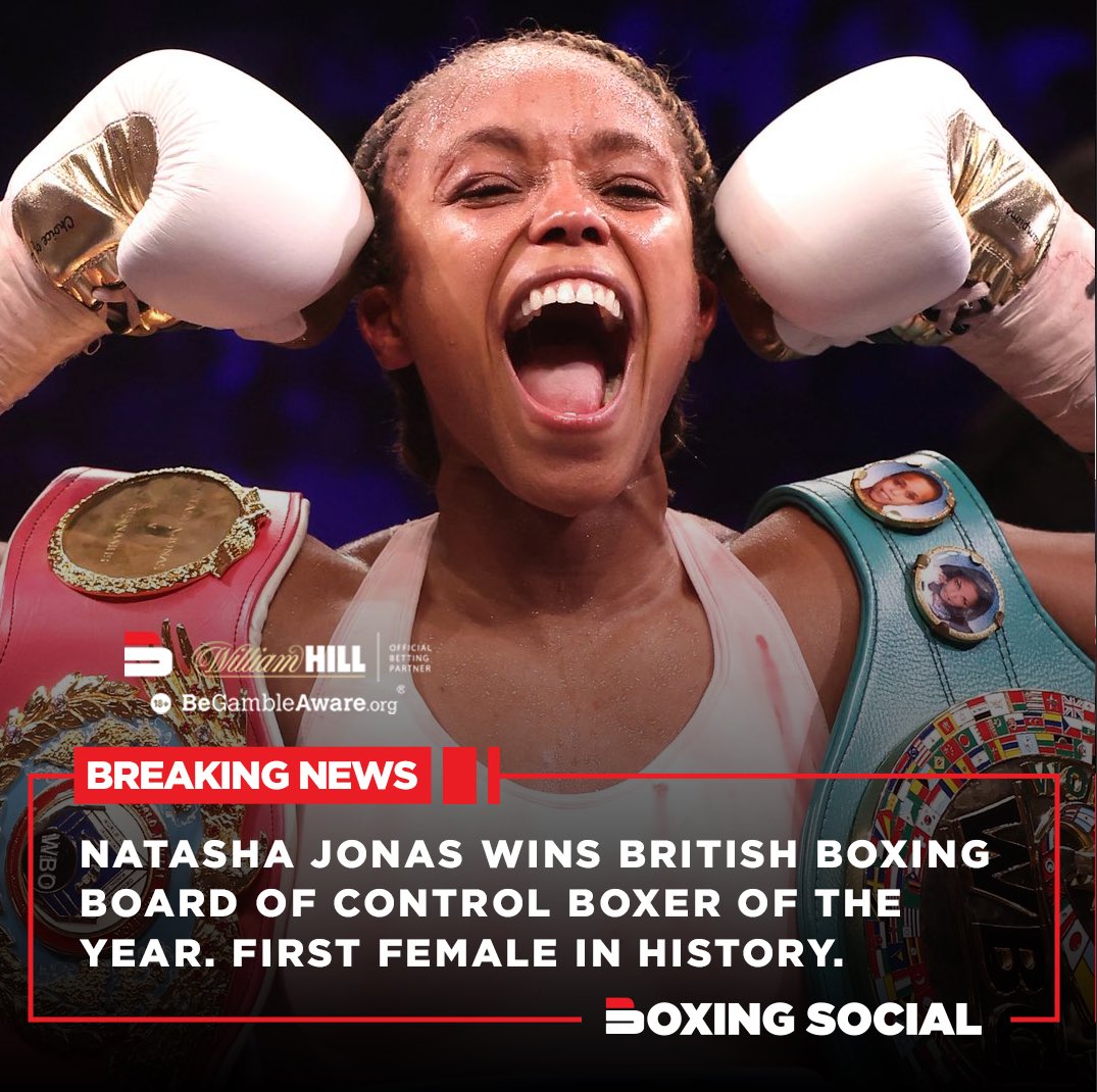 NATASHA JONAS WINS BOXER OF THE YEAR @tashajonas becomes the first female in history to win the British Boxing Board of Control’s boxer of the year award. BET £10 with @WilliamHill & get £30 in FREE BETS: bit.ly/boxing-social-… 18+ Be Gamble Aware | When The Fun Stops, STOP!