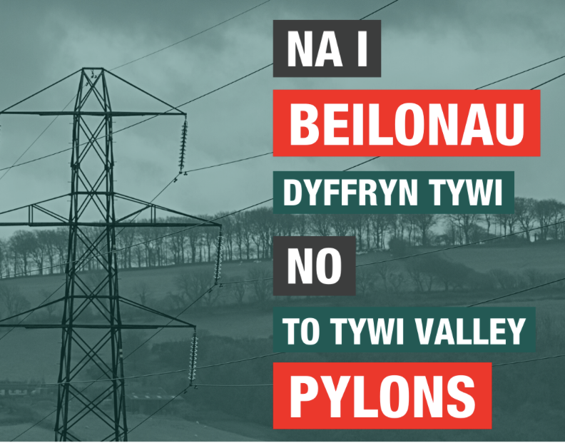 SimonScout's tweet photo. There is a proposal to erect 27m high pylons in the Towy Valley to connect a not yet build wind farm in mid Wales to the grid near Carmarthen. The route is overhead for 70 miles. Please sign the petition to show your support for placing it underground. https://t.co/rs8KyPE5hl https://t.co/CKD4rOiLsf