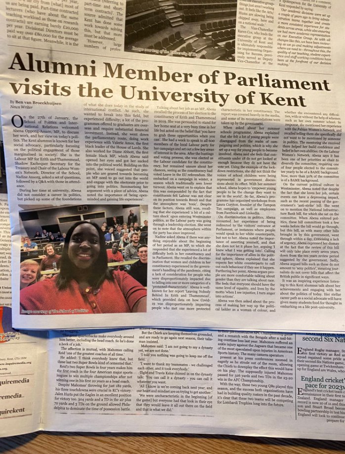 The visit from our brilliant alumni Abena Oppong-Asare MP featuring in the recent publication of <a href="/InQuireMedia_/">InQuire Media</a> , written by current student Ben van Broeckhuijsen!🌹

Refresh your memory and read a copy of it over on our blog. 👉 ow.ly/QbG550Nbp0c