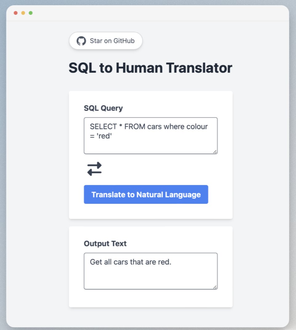 24h update after launching sql-translator.vercel.app yesterday:

◆ 5000 translations were generated
◆ 150 GitHub stars

Just added a feature to translate from SQL to human language. No more confusing and complex queries!

My best-performing side project so far!