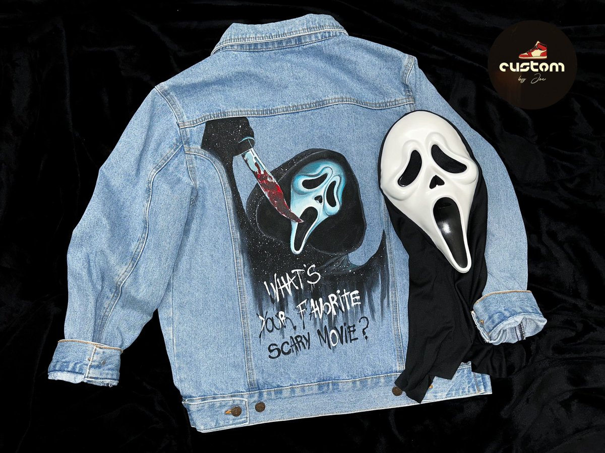 jokingfiends's tweet photo. Watched ScreamVI 3 times already and can’t wait to watch it again! Absolutely loved it! 

Hand painted denim jacket by me! 
#Scream #Scream6 #ScreamVI https://t.co/BLjSKOZYCB