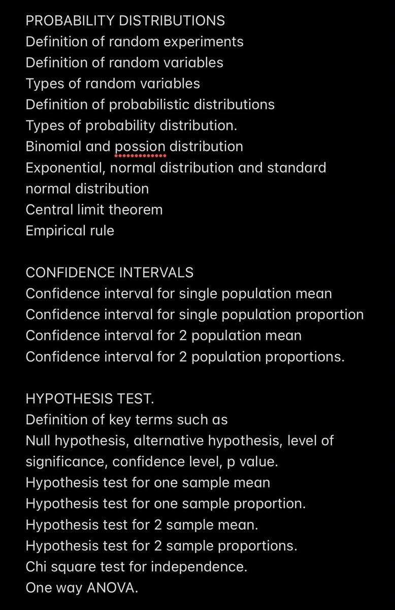 starboy_abefe's tweet image. I have decided to teach you the statistics you need to become a data analyst….. I won’t sleep until you know statistics 😤
I will be dropping videos soon based on the syllabus below ⬇️.
Retweet this, follow me and turn on post notifications 📢