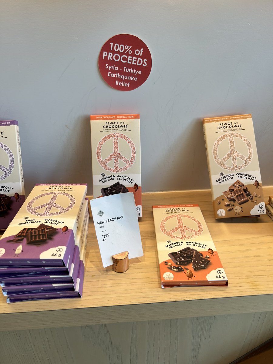 Made a trip to my favorite chocolate spot today <a href="/Peacebychoco/">Peace by Chocolate</a> . They are donating 100% of proceeds from a lot of their products to earthquake relief in Syria and Turkey.  Great people, a great cause and great chocolate!