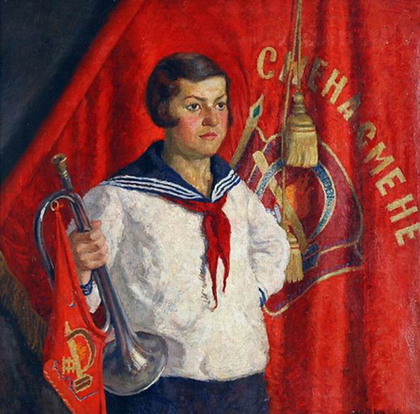 Pioneer with a horn, 1933 #mashkov #socialistrealism wikiart.org/en/ilya-mashko…