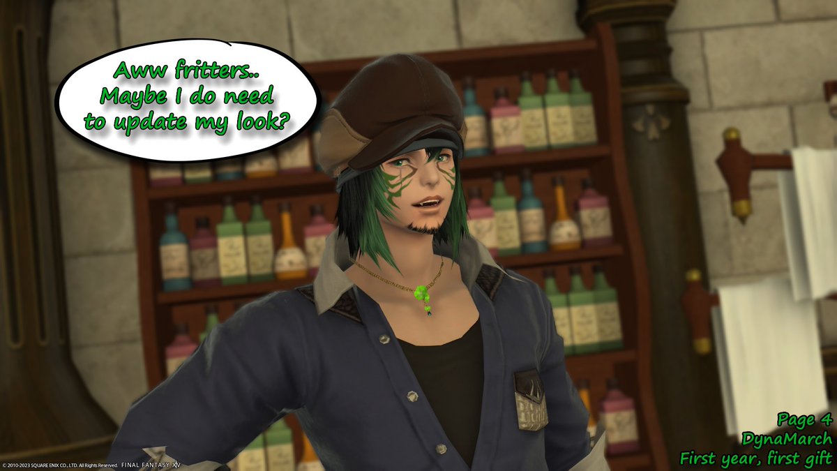 Wedgebuncle's tweet photo. Day 12: Receiving a gift!

Wedge wasn't always the sweet apple he is now. It was small things that bought him out of his shell and into the happy Janitor he is today~ 

#DynaMarch #DynamisAcademia #DynamisAU https://t.co/HVsVszztQE