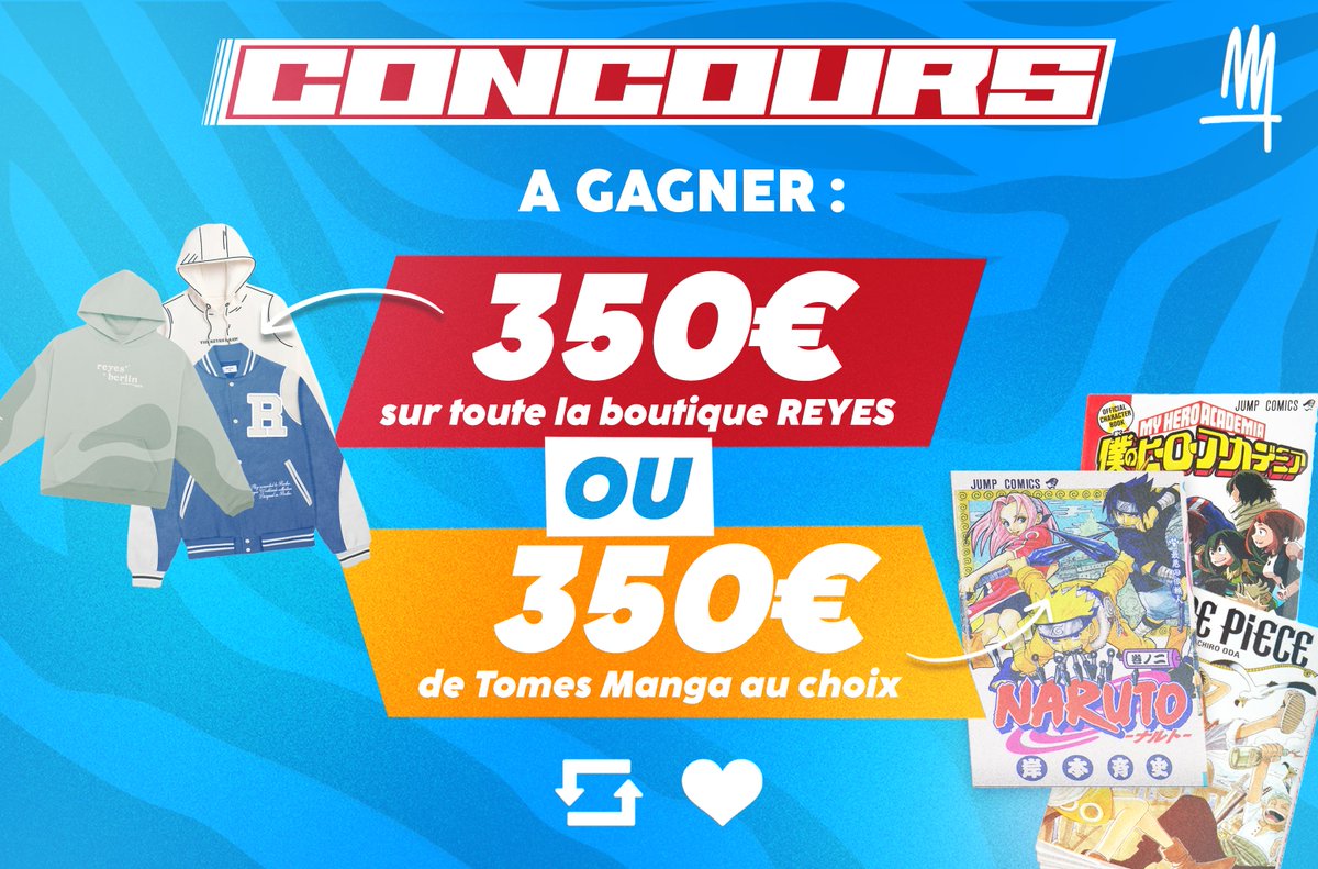 🎁 CONCOURS 🎁

Dernière collection Reyes ou 350€ TOMES MANGA (au choix)

Pour participer :
• RT + LIKE
• FOLLOW <a href="/ReyesClothes/">RYS Studio</a> et <a href="/ploufa_yt/">Ploufa 🍃</a>  

📅 Tirage au sort dans 8 jours (le 20/03)