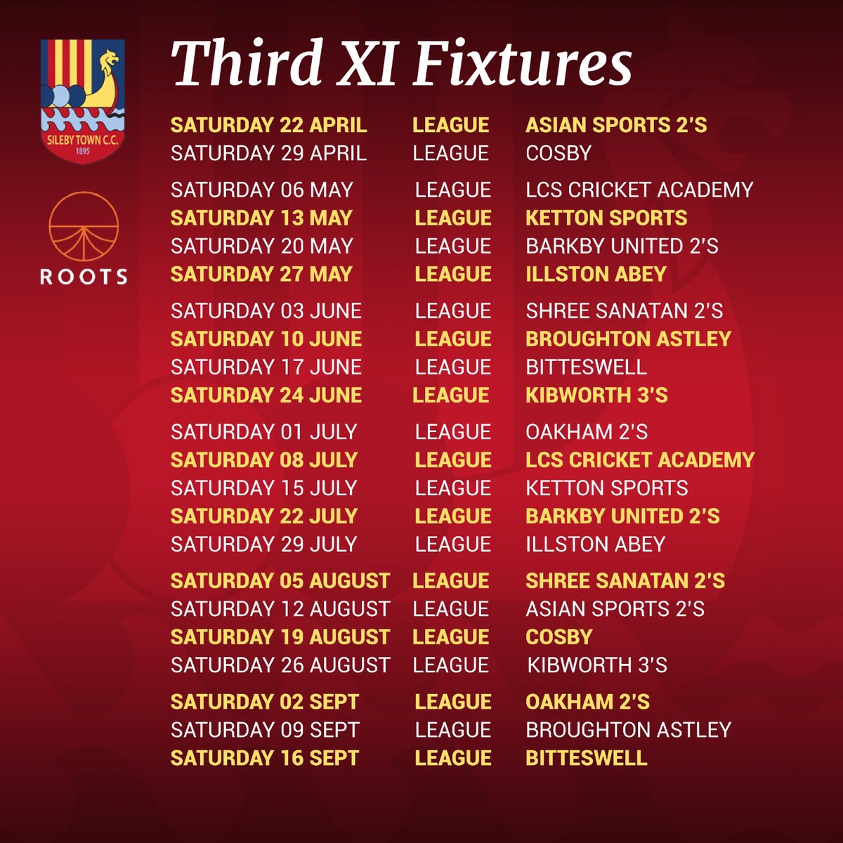 silebytown's tweet photo. Ahead of another week full of more announcements here’s some dates for your diary.
Fixtures for our Men’s 1st, 2nd, 3rd and 4th team for the 2023 season.

We look forward to welcoming new and familiar faces down at Mill Lane. https://t.co/bJ9ezfBeja