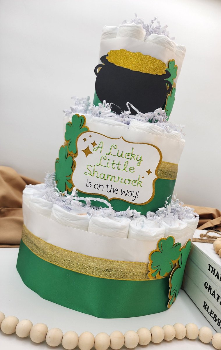 JCsBabyShower's tweet photo. Excited to share the latest addition to my #etsy shop: 3 Tier Diaper Cake - A Lucky Little Shamrock is on the Way! Theme - Green and Gold Clovers Pot of Gold Baby Shower Centerpiece https://t.co/y6IozAf2sr #potofgold #babyshower #greengold #diapercake #stpatricksday https://t.co/VLSa20Z3Wr