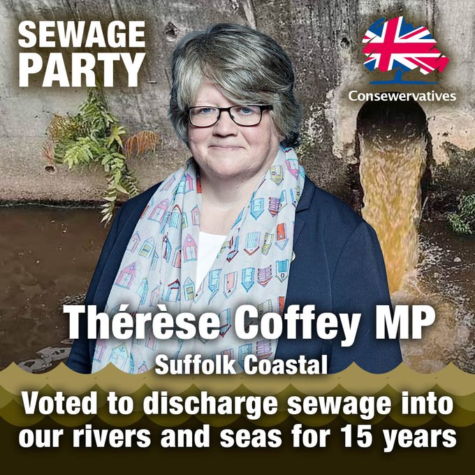 Britain_People's tweet photo. SEWAGE

'Water firms to be spared threat of £250m fines'

Because Therese Coffey thinks they would be 'disproportionate'

Is there now a Conservative Friends of Raw Sewage group? https://t.co/HI4pRcbnv1