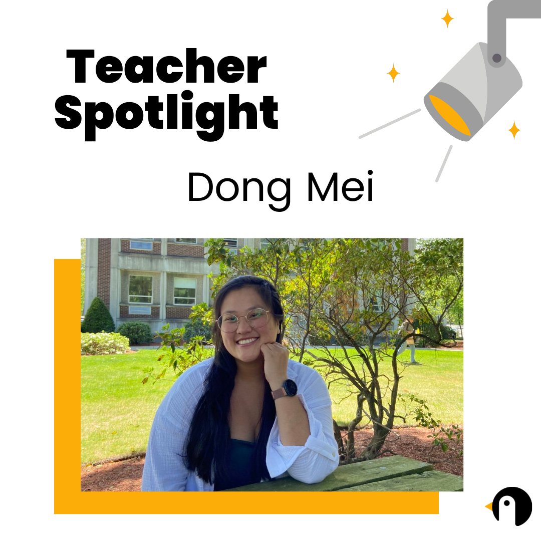 For this week’s #TeacherSpotlight we are featuring Dong Mei! She has been teaching at Penguin Coding since September 2019. She teaches classes in Minecraft, Roblox, Python, and LEGO Robotics.

Read more about Dong Mei at penguincodingschool.com/blog/teacher-s…

#codingforkids #codingteacher