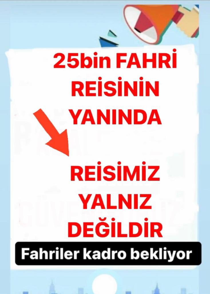 25 bin Fahri kuran kursu hocası aileleriyle birlikte Cumhur ittifakından gelecek kadro müjdesini bekliyor 

TBMM FAHRİLERE KADRO
#Diyanet 

Kürtçe Yavuz Bingöl Selin Ciğerci Hatay’ın Kırıkhan 

<a href="/RTErdogan/">Recep Tayyip Erdoğan</a> <a href="/dbdevletbahceli/">Devlet Bahçeli</a> <a href="/Mustafa_Destici/">Mustafa Destici</a> <a href="/zyapicioglu/">Zekeriya Yapıcıoğlu</a> <a href="/NumanKurtulmus/">Numan Kurtulmuş</a> <a href="/ikalin1/">İbrahim Kalın</a> <a href="/BY/">Binali Yıldırım</a>