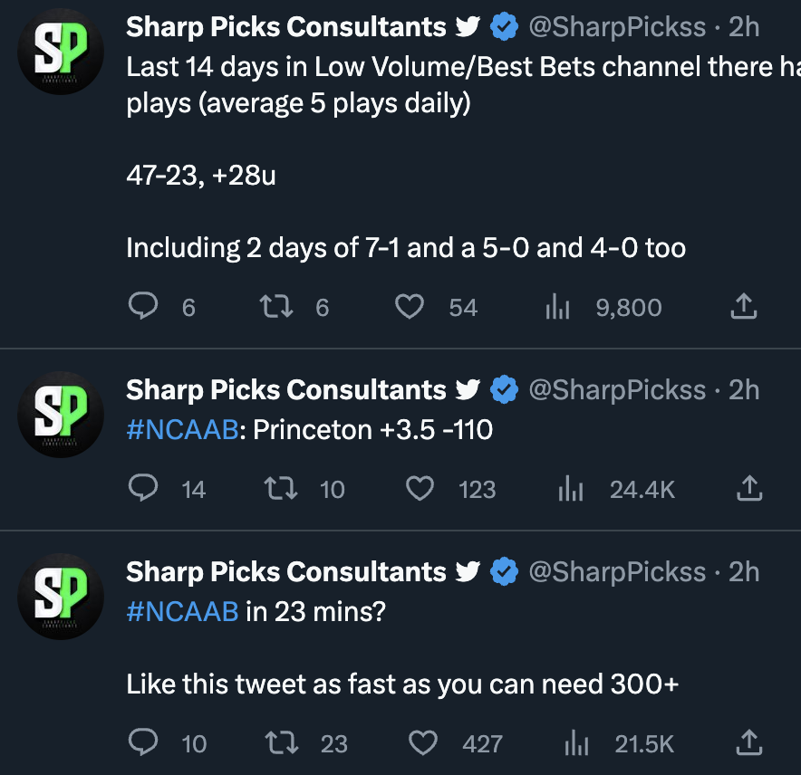 SharpPickss's tweet photo. #NCAAB Free Plays 🧹🧹🧹

💰Princeton +3.5 -110
💰Arizona ML -106
💰Grand Canyon +1 -110 
💰Texas +2.5 -110 
💰Florida Atlantic +2 -107 
💰Dayton -6 -110 

10 people to LIKE + RT+ COMMENT on this tweet get the March Madness WEEK 1 #NCAAB Package FREE ‼️🤑 https://t.co/EGASD5iDOc