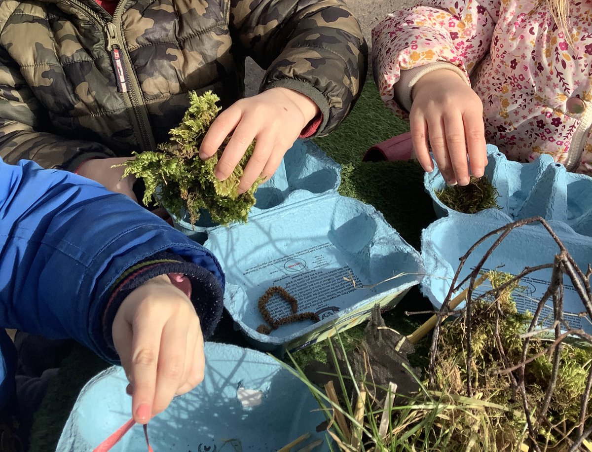 Gathering natural materials to create a ‘Bird Station’ to help the birds feed and make nests in the cold weather.