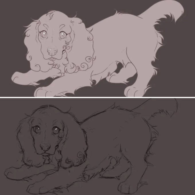 Anyone else thinks their sketches look better than linearted piece? 😩 (lil cocker spaniel I doodled yesterday) 