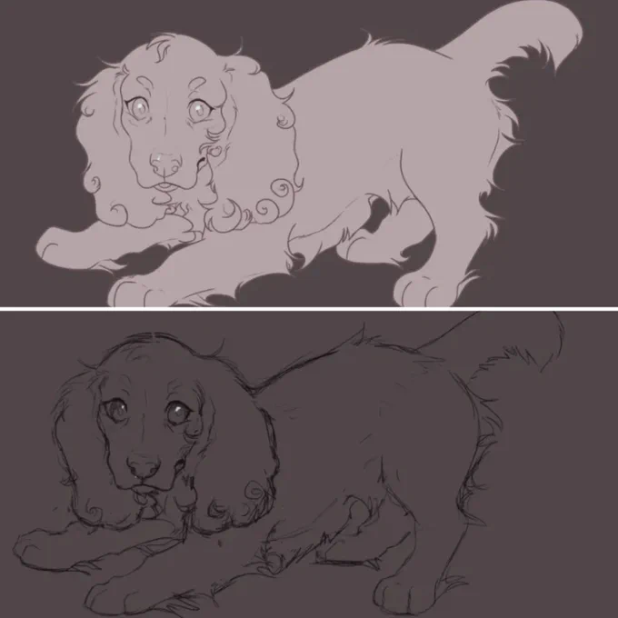 Anyone else thinks their sketches look better than linearted piece? 😩 (lil cocker spaniel I doodled yesterday) 