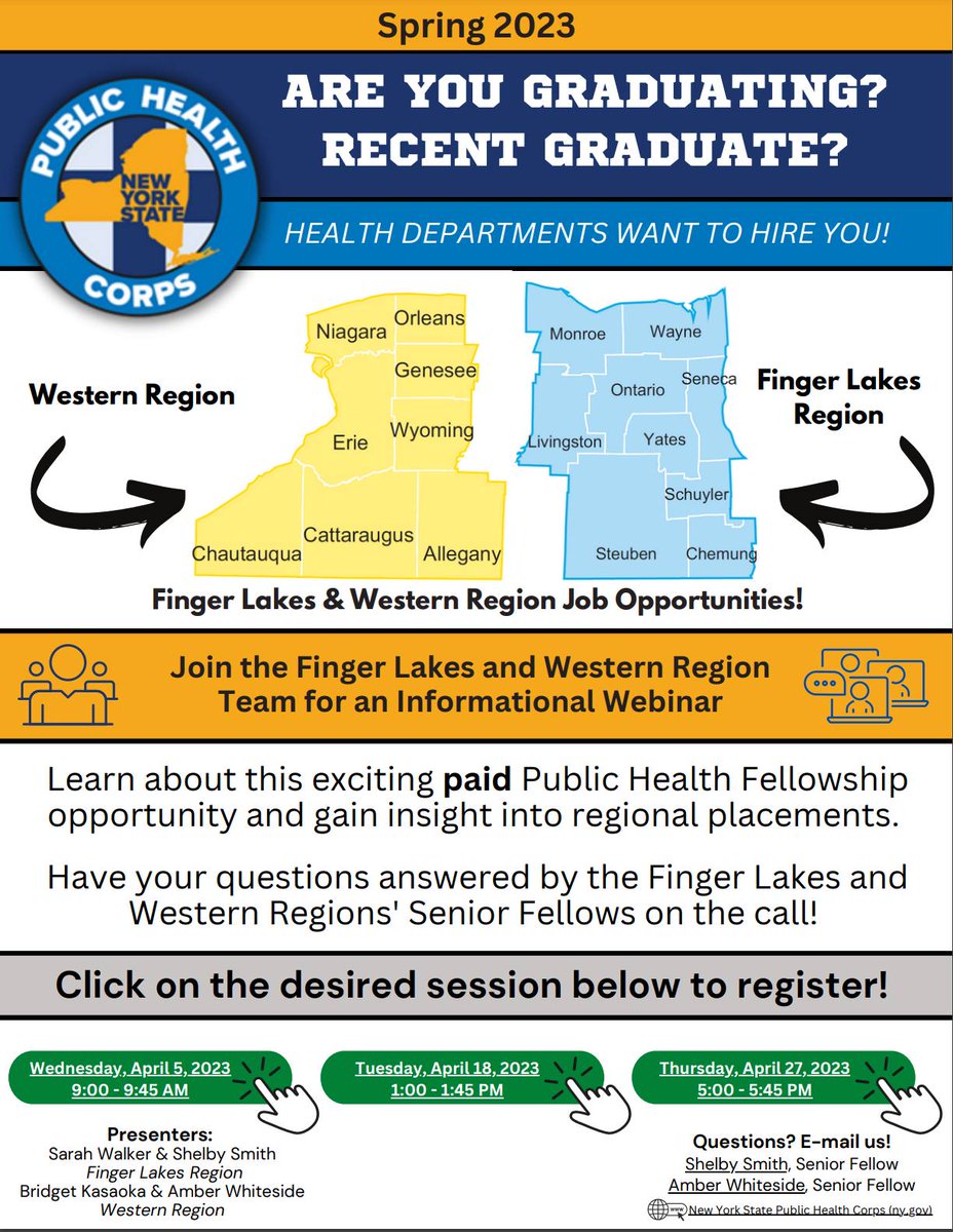 PBHBrockport's tweet photo. Learn more about the New York State Public Health Corps (NYSPHC) Fellowship Program and positions currently available throughout New York State! https://t.co/b9eylJWSBr