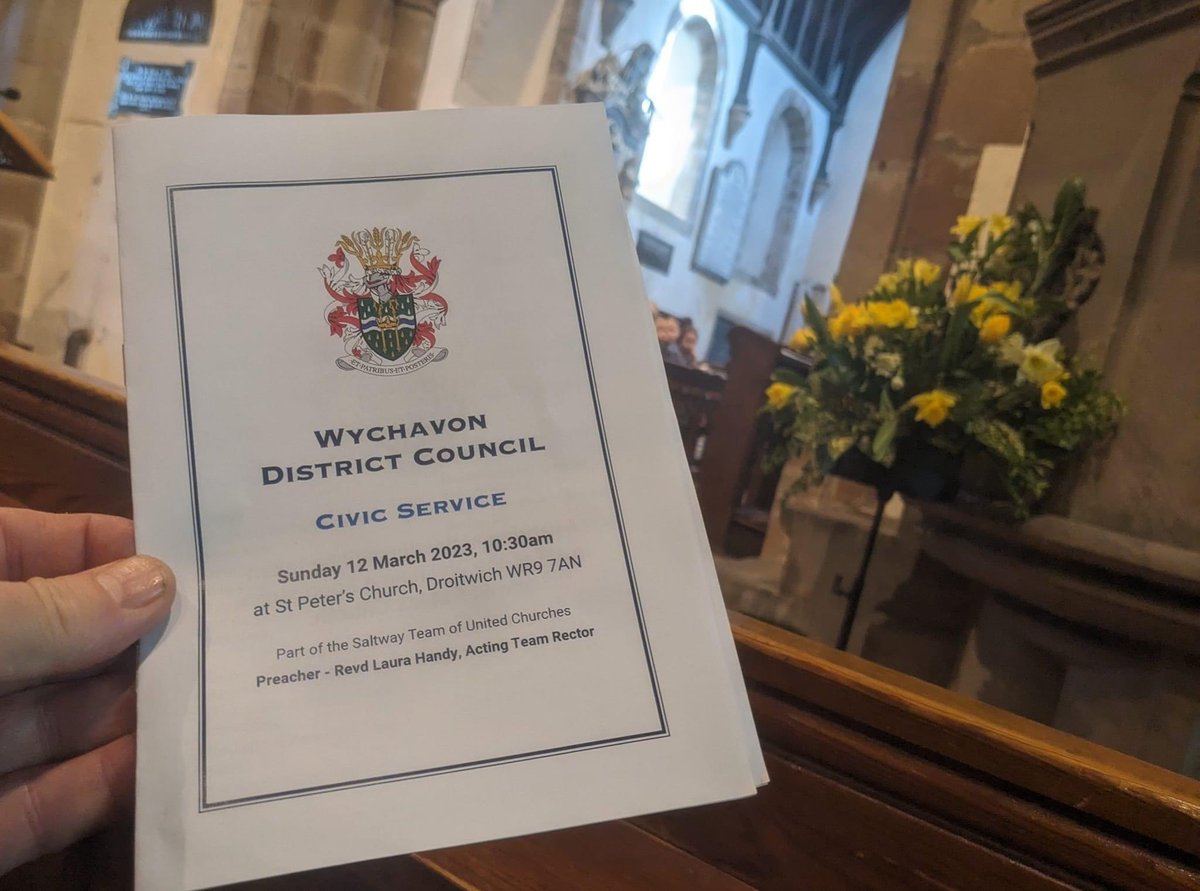 Droito's tweet photo. Many thanks to all those who attended and took part in the Wychavon Civic Service today at St Peter’s Church Droitwich. Spa. There was a real sense of community and superb singing by the St Peter’s CE Academy Choir. https://t.co/AlGMkMmsxk