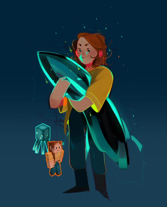 Ari with a glow squid >:D#FeatureMeMinecraft #minecraft #minecraftfanart 