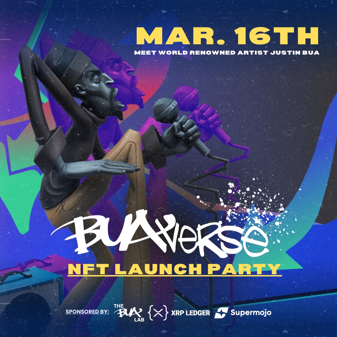 JustinBUA's tweet photo. Be part of history, as we release my first ever NFT celebrating "The MC" and the 50th anniversary of Hip Hop. Attend the party with the LINK IN BIO. In partnership with @realsupermojo. Built on @ripplexdev. #EnterBUAverse #web3 #ArtOnTheBlockchain #Collectibles #xrpledger https://t.co/Qb0kx2VOr5
