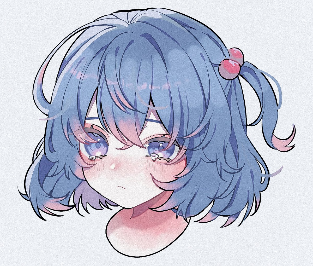 kawashiro nitori 1girl solo hair bobbles blue hair blue eyes hair ornament blush  illustration images