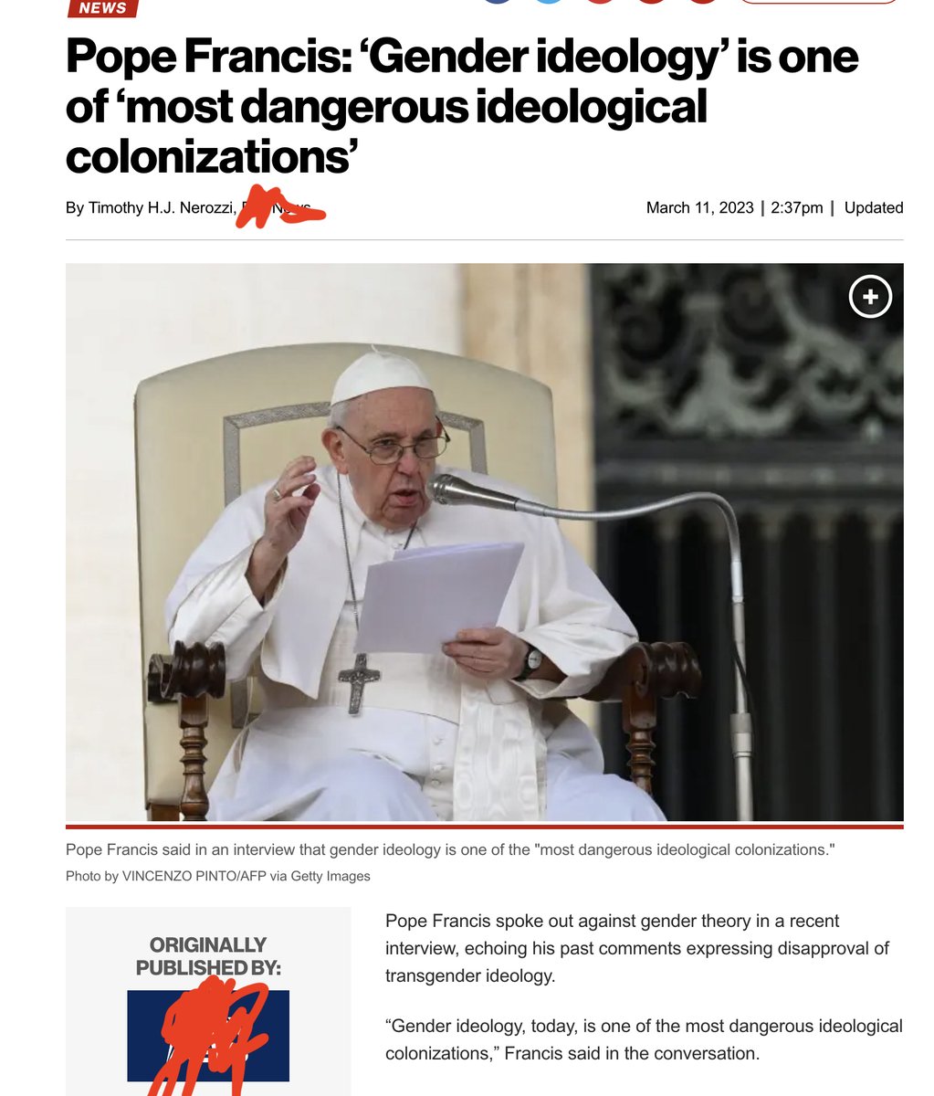 TransValid's tweet image. ●LOOK AT THIS FAWKERY!😡😡😡
“Gender ideology, today, is one of the most dangerous ideological colonizations,” Francis said in the conversation. WHAT AN IDIOT!
#WeWouldNotBeErased #WeAreValid #TransValid #Transgender #Transwomen#TransMen#Nonbinary #girlslikeus