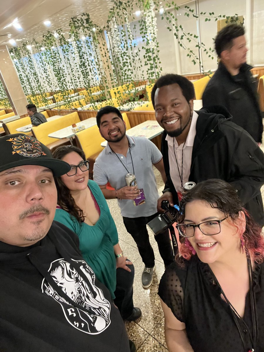 BigChiefBurrito's tweet photo. Hanging with Joey Molina from #RutaMadre Rodrigo Occelli from Me Mataron 3 Veces artist Pinchi Michi who I bought this dope ass hoodie from and my squad @kennys_free @Chicana_Lilly  Bore and My Sister at #SDLFF2023   @sdlatinofilm https://t.co/QxObWhr23p