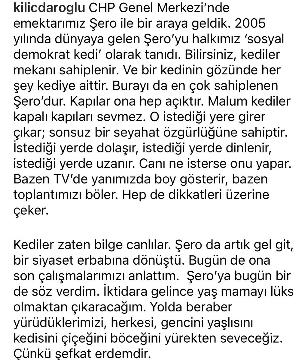 Az önce Instagram'da paylaştı <a href="/kilicdarogluk/">Kemal Kılıçdaroğlu</a> :)
Yaş mama lüks olmaktan çıkacak, o kadar!