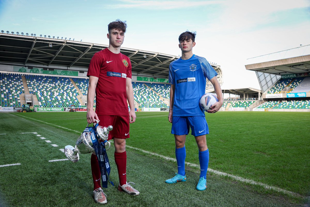 NISchoolsFA's tweet photo. Integrated College Dungannon or St Columb's College Derry? @ICD1995 @StColumbsSports Get your FREE tickets to Tuesday’s @DanskeBank_UK Schools’ Cup Final here: https://t.co/kxVUQnT5mT https://t.co/6viKpIzpaW