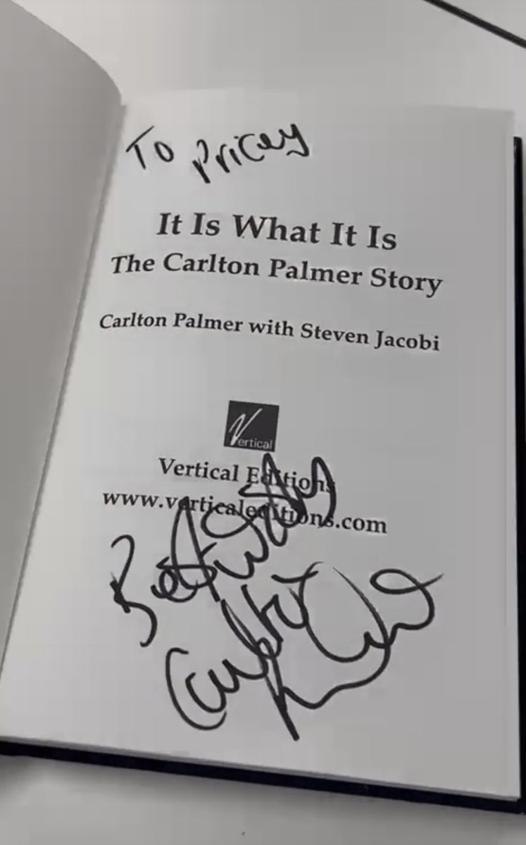 <a href="/CarltonPalmer/">Carlton Palmer</a> look forward to picking this up when I’m back in the UK in a few weeks time. Appreciate the video message and hope you had a great welcome <a href="/CarmarthenAFC/">Carmarthen Town AFC 🏴󠁧󠁢󠁷󠁬󠁳󠁿</a> . Thanks <a href="/deanmachine83/">Dean Davies</a> for sorting a copy out for me and <a href="/m0r0cs/">Peter Moroney</a> . #TheresOnlyOneCarltonPalmer #LUFC