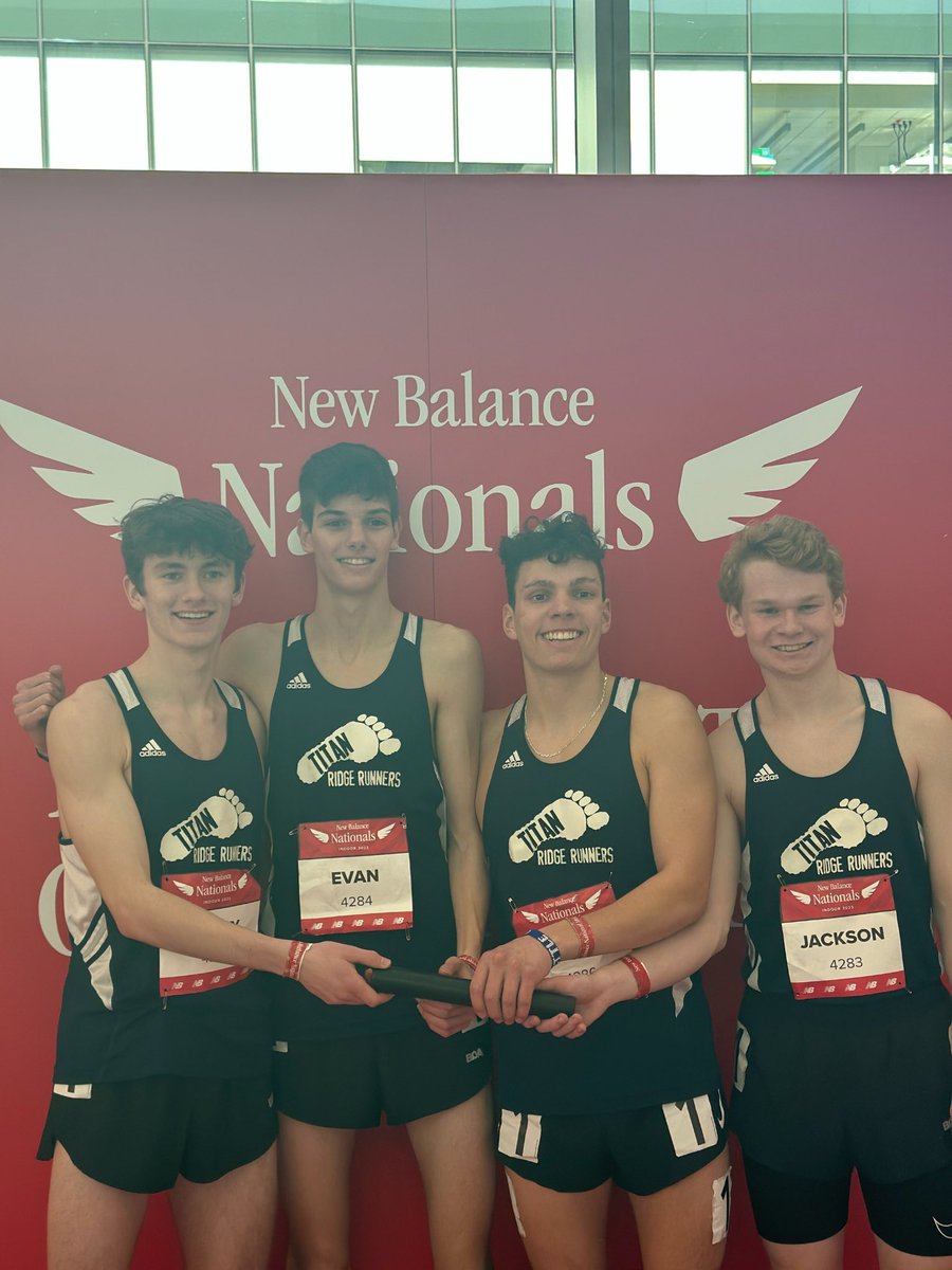 New school record!!! Congratulations boys (Jerry, Evan, Connor, Jackson ) on your 8:10.87 record for the 4x800 at #NBNationals in Boston!!