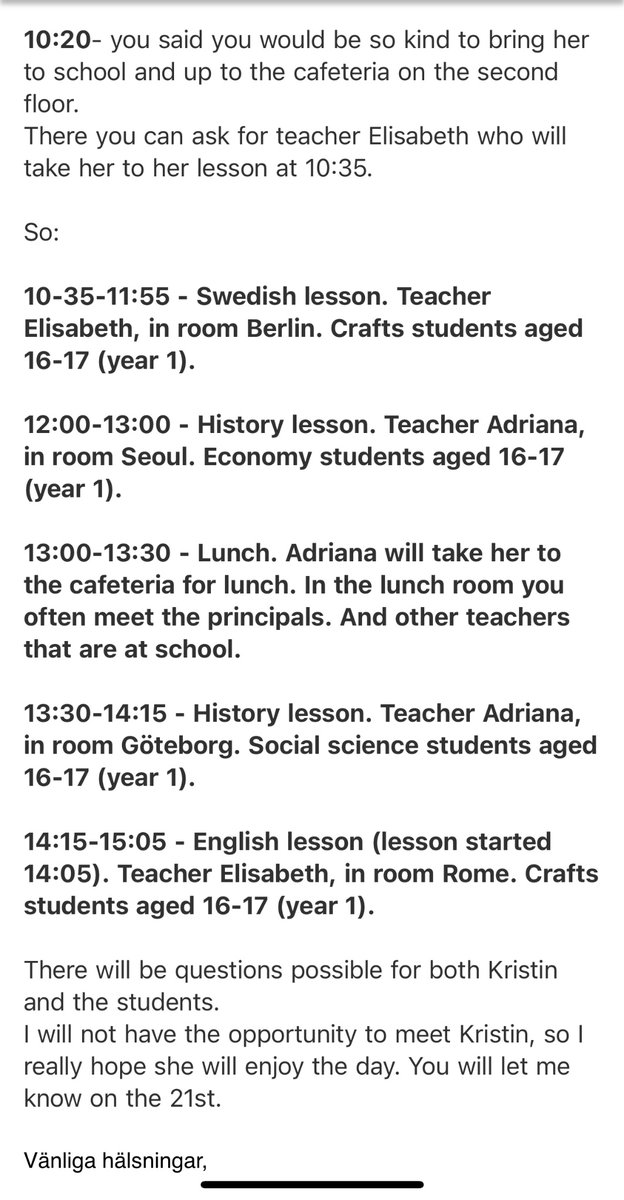 Pumped to get to shadow at a Swedish school…bonus, I get to see a. Economics class &amp; do crafts 😁🇸🇪😁