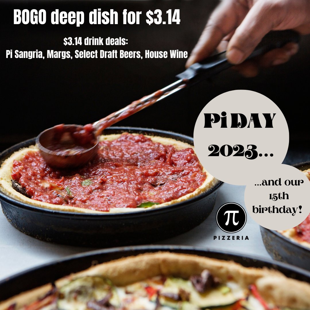 This Tuesday, 3/14! Check out the details here: pi-pizza.com/pi-day #piday #PiCWE