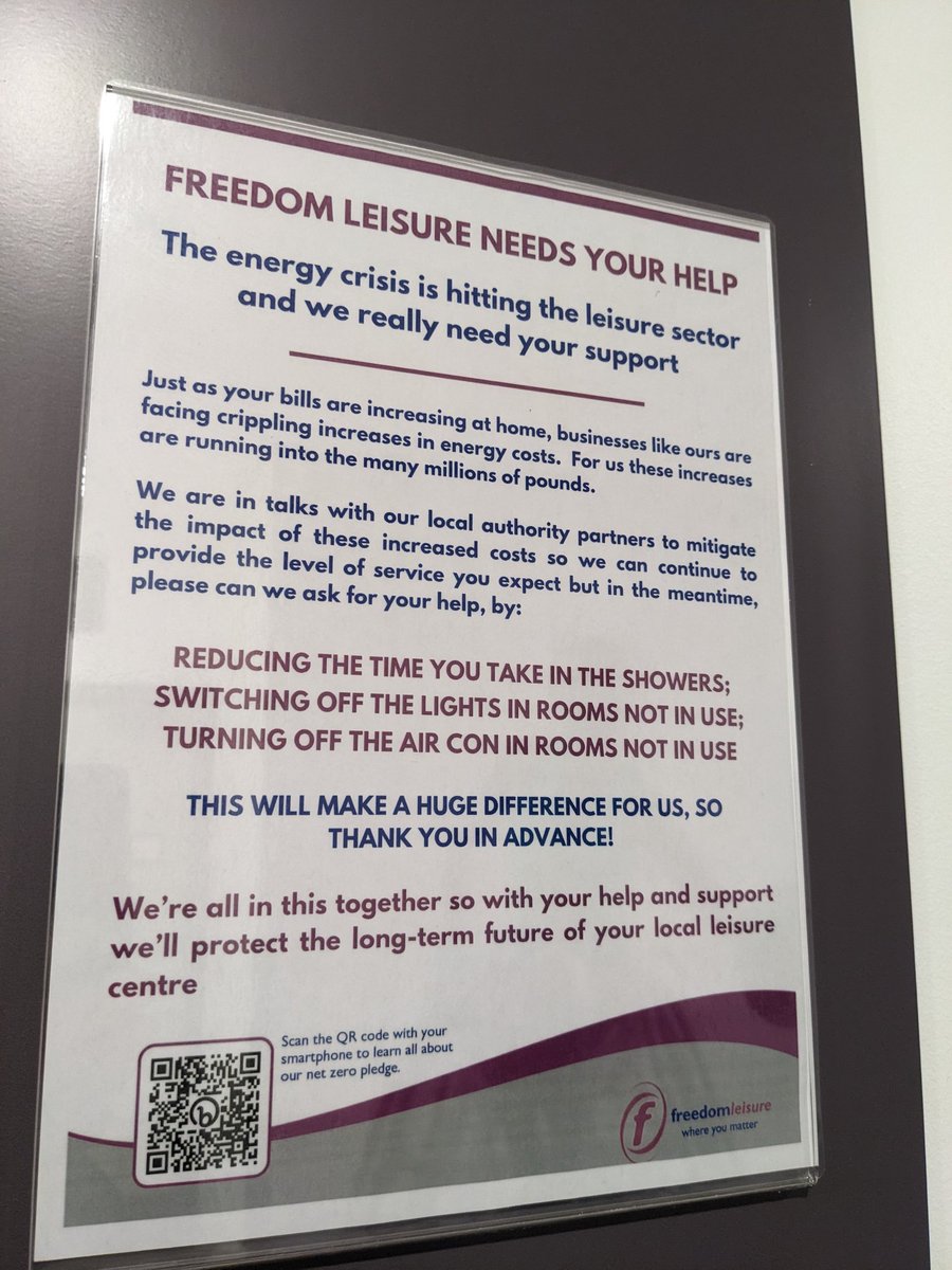 And whilst #Ready4Rishi gets a grid upgrade to heat his private pool, this is what #Woking leisure centre users are being asked to help control costs... 
One rule for us, another for them. 
#GeneralElectionNow 
#GTTONow