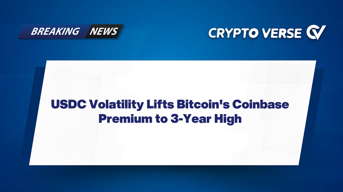 VerseCo_News's tweet photo. USDC Volatility Lifts Bitcoin's Coinbase Premium to 3-Year High

Coinbase premium is usually taken to represent stronger buying pressure from stateside investors. But that's not the case this time. https://t.co/CqCb6IIgY8