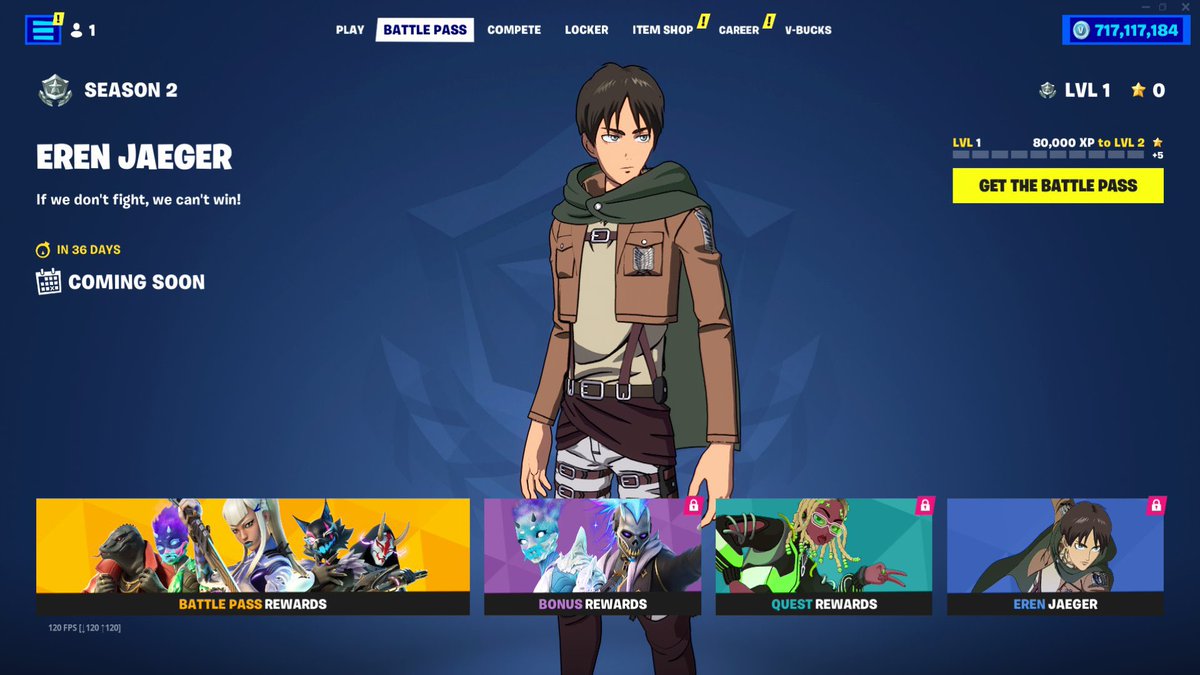 CuBeLightningYT's tweet image. I’m giving away 13,500 VBucks to max out your BP &amp;amp; get Eren Yaeger! 

To Enter:
- Follow @CuBeLightningYT 
- Retweet this Tweet
- Bonus: Tag a friend👀

MUST USE CODE CUBES IN THE ITEM SHOP!

Wishing everyone Good Luck! 💜
#AttackOnTitan #FortniteMEGA