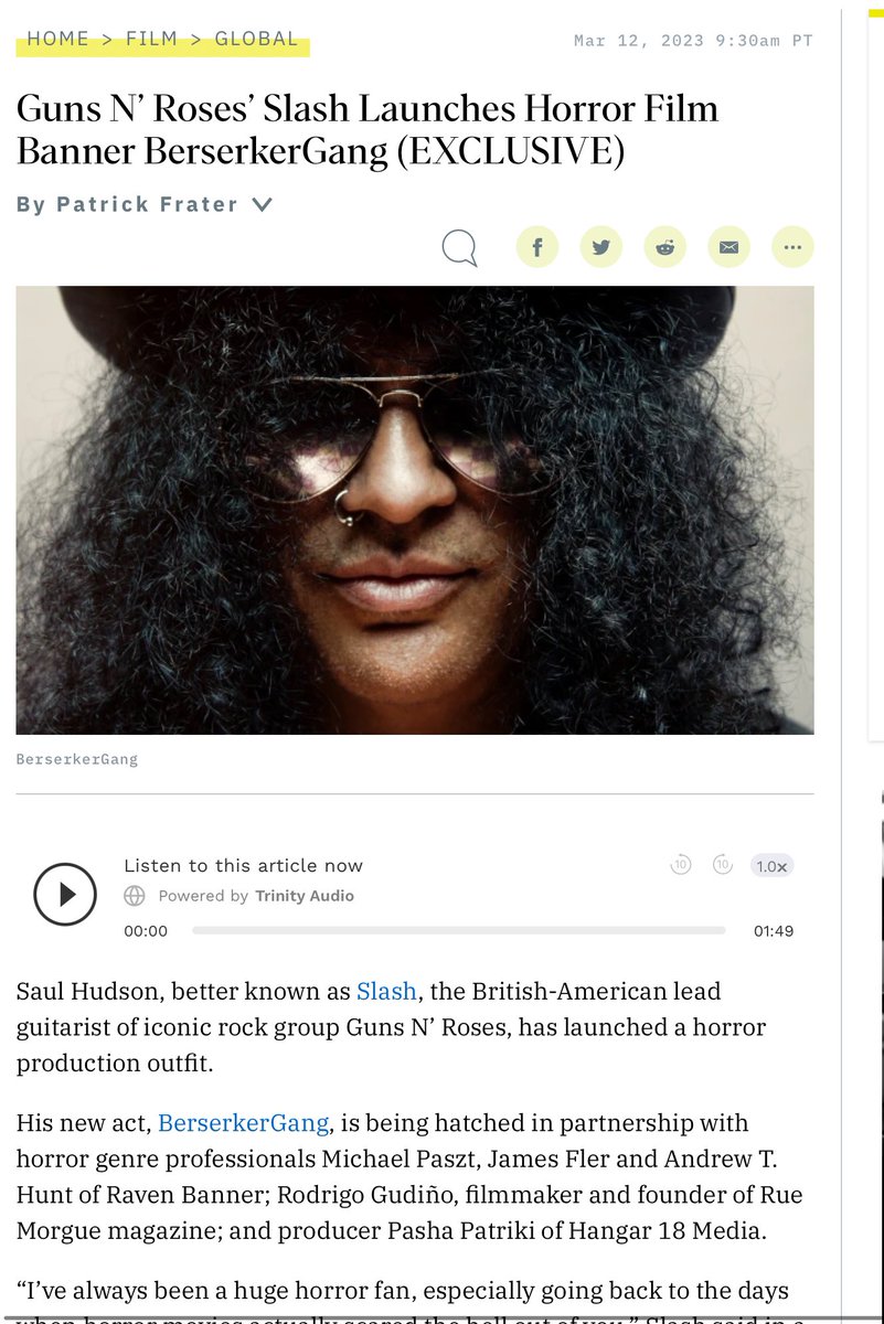 SlashKillsIt's tweet photo. #NEWS : "Guns N’ Roses’ Slash Launches Horror Film Banner BerserkerGang" via Variety .; ) #slash #slashnews #HorrorMovies #production https://t.co/nNQj2x1rco https://t.co/yu3zlUQFHx