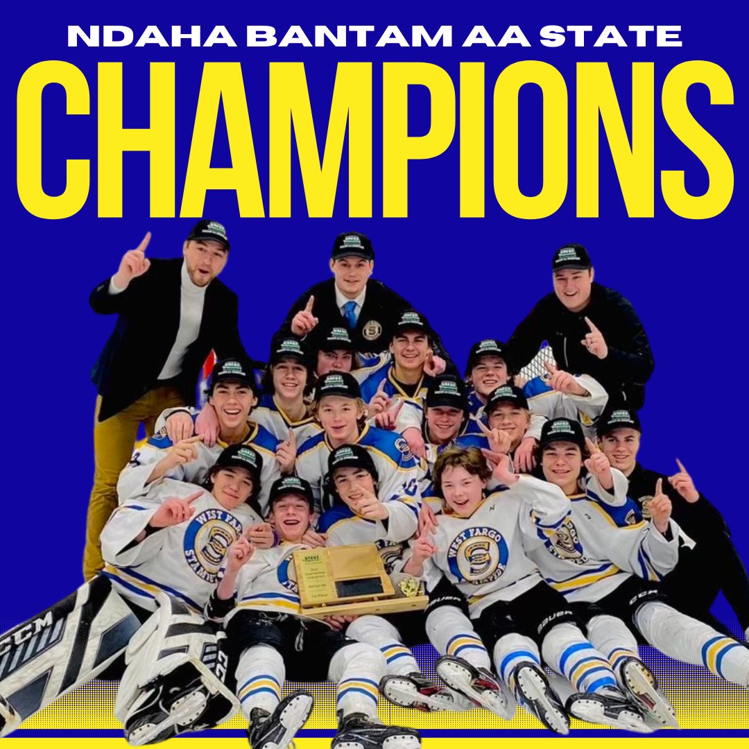 CONGRATULATIONS to the Stampede Bantam AA team for taking home the North Dakota State Championship Trophy! 🏆  This great group of players and coaches worked hard throughout the season and it paid off!  👏👏👏