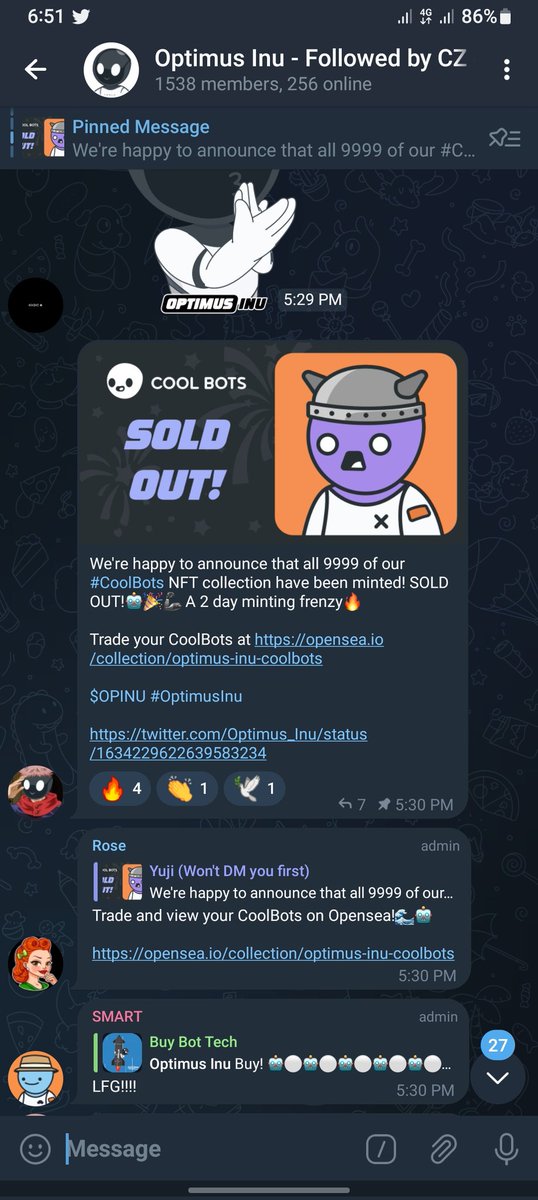 JesseChidera1's tweet photo. @FroggiesToken @cz_binance @bull_bnb @RealFlokiInu @babydoge @RichQuack @DogelonMars @Optimus_Inu is on another level as it is the best meme of 2023 and definitely a gem and a massive steal at it's price 
We got cmc and cg listed,we minted out 9999 cool bots NFT's,Elon musk liked our mascot tweet,we got poocoin ads    and 1 week ads on space X HQ ...etc
$opinu https://t.co/xpYtGvf07v