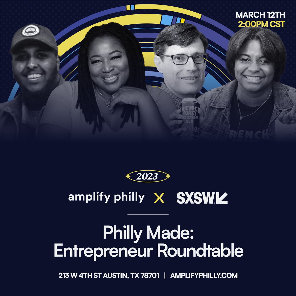 Join us in 10 mins at the #amplifyphilly house for our 2pm Panel— “PHILLY MADE: Entrepreneur Roundtable.” 

You already know it’s about to be fire! 🔥🔥 

#amplifyphilly #SXSW2023