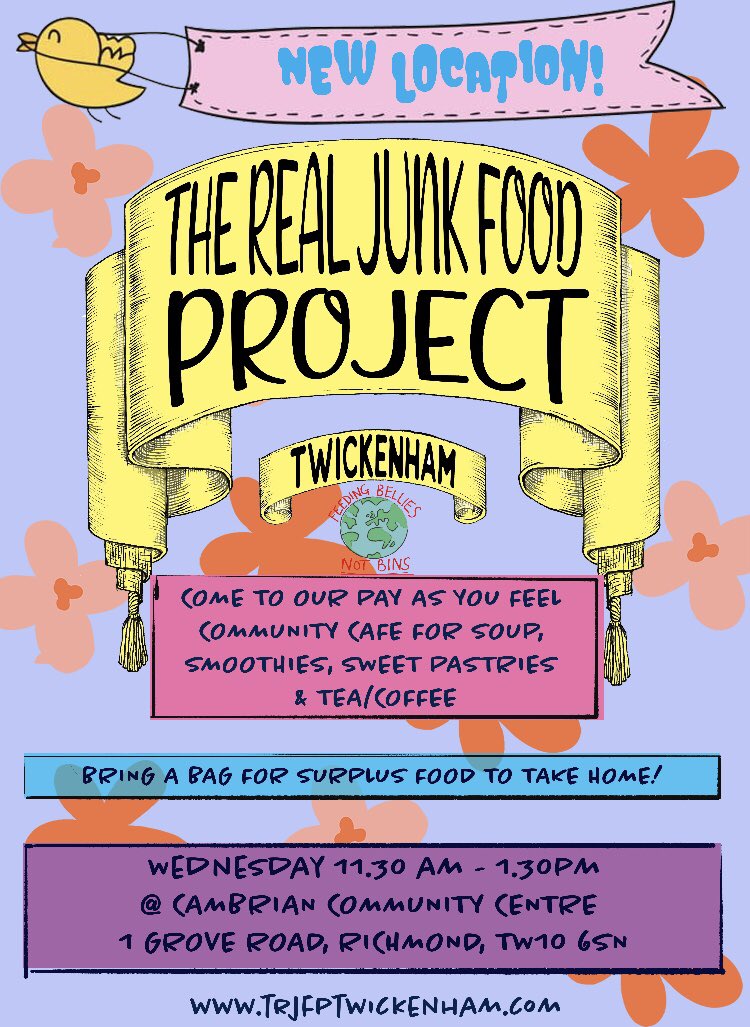 TRJFPtwickenham's tweet image. Join us at our brand new location on Wednesday this week from 11:30am-1:30pm at the Cambrian Centre! We are really looking forward to expanding our project in this brand new location, and we can’t wait see you all there!