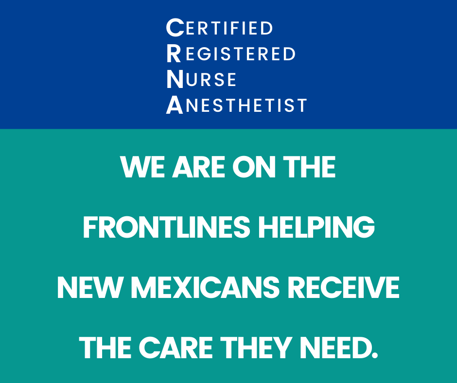 It is our mission to ensure New Mexico residents with access to safe, professional and cost effective anesthetic care.

Support SB 80 this legislative session!

#crnas #nurses #nmcrnas #nmnurses #nmanesthesia #nmlegis #govmlg #nursing #nmleg #newmexico #nmpol