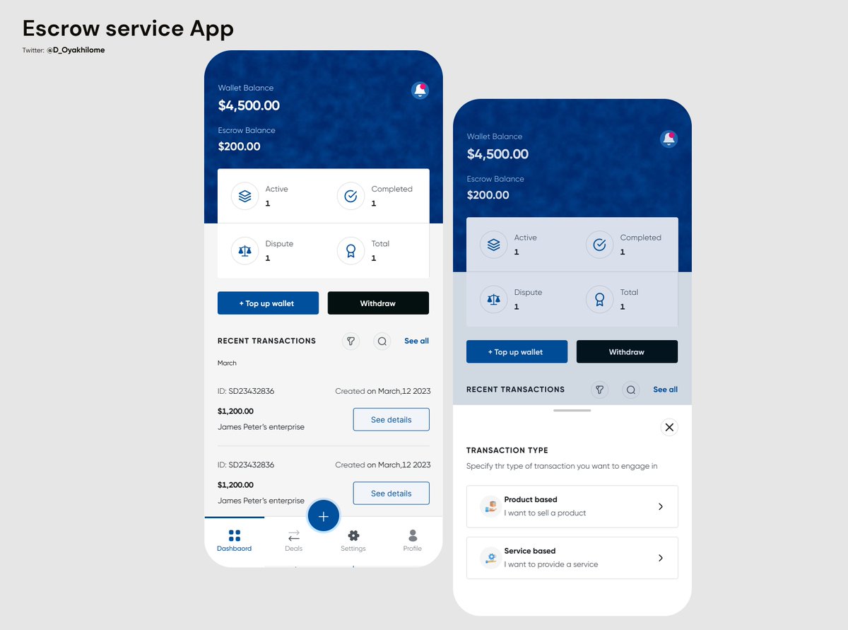 D_Oyakhilome's tweet photo. Day 33 of 100
Escrow service App (Mobile App)
#100daysofdesign
#fintech 
#Escrow
#EscrowAPP
#Money
#bank
#EscrowService https://t.co/U0lfJJoU4X